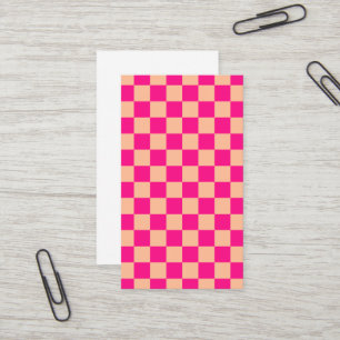 Karierte Quadrate Pfirsich heißes Rosa geometrisch Visitenkarte