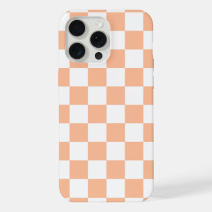 Karierte Quadrate Pfirsich Orange Weiß geometrisch iPhone 15 Pro Max Hülle