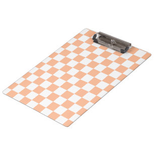 Karierte Quadrate Pfirsich Orange Weiß geometrisch Klemmbrett