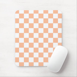 Karierte Quadrate Pfirsich Orange Weiß geometrisch Mousepad