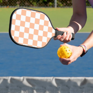 Karierte Quadrate Pfirsich Orange Weiß geometrisch Pickleball Schläger