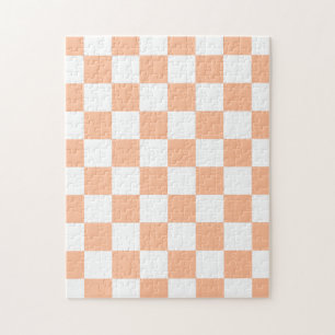 Karierte Quadrate Pfirsich Orange Weiß geometrisch Puzzle