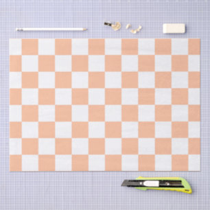 Karierte Quadrate Pfirsich Orange Weiß geometrisch Seidenpapier