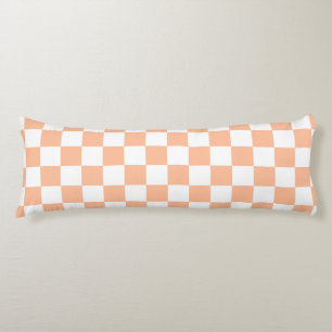 Karierte Quadrate Pfirsich Orange Weiß geometrisch Seitenschläferkissen