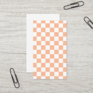 Karierte Quadrate Pfirsich Orange Weiß geometrisch Visitenkarte