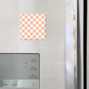 Karierte Quadrate Pfirsich und weiß geometrisch re Magnet