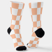 Karierte Quadrate Pfirsich und weiß geometrisch re Socken (Gewinkelt)