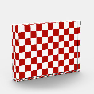 Karierte Quadrate rot weiß geometrisch retro Fotoblock