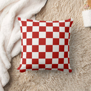Karierte Quadrate rot weiß geometrisch retro Kissen