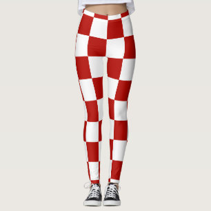 Karierte Quadrate rot weiß geometrisch retro Leggings