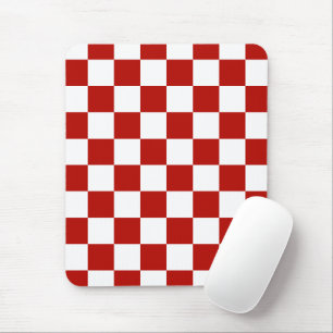Karierte Quadrate rot weiß geometrisch retro Mousepad