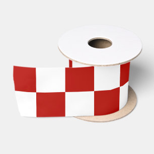 Karierte Quadrate rot weiß geometrisch retro Satinband
