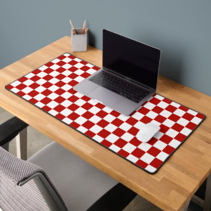 Karierte Quadrate rot weiß geometrisch retro Schreibtischunterlage