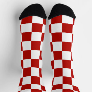 Karierte Quadrate rot weiß geometrisch retro Socken