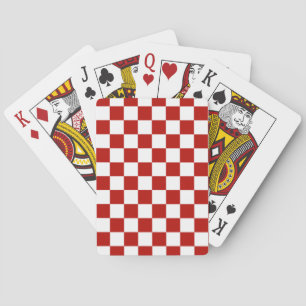 Karierte Quadrate rot weiß geometrisch retro Spielkarten