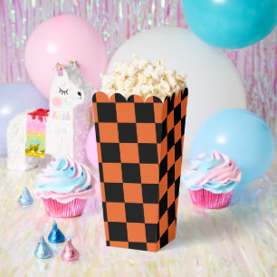 Karierte Quadrate Schwarz und Orange geometrisch r Geschenkschachtel