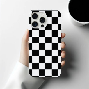 Karierte Quadrate schwarz und weiß geometrisch ret iPhone 15 Pro Max Hülle