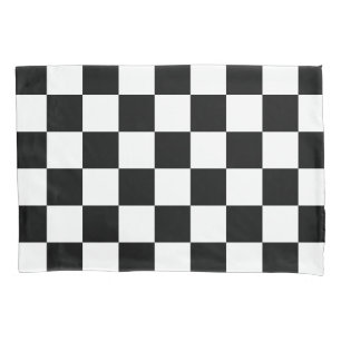 Karierte Quadrate schwarz und weiß geometrisch ret Kissenbezug