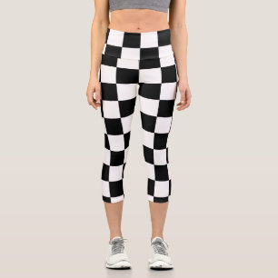 Karierte Quadrate schwarz-weiß geometrisch retro  Capri Leggings