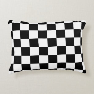 Karierte Quadrate schwarz-weiß geometrisch retro Dekokissen
