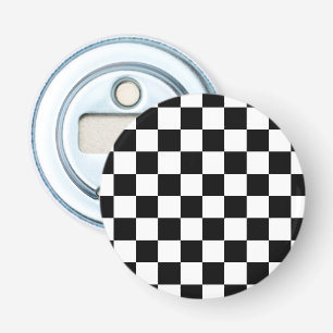 Karierte Quadrate schwarz-weiß geometrisch Retro Flaschenöffner