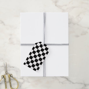 Karierte Quadrate schwarz-weiß geometrisch retro Geschenkanhänger