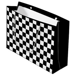 Karierte Quadrate schwarz-weiß geometrisch retro Große Geschenktüte