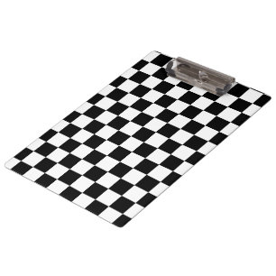 Karierte Quadrate schwarz-weiß geometrisch Retro Klemmbrett