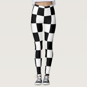 Karierte Quadrate schwarz-weiß geometrisch retro  Leggings