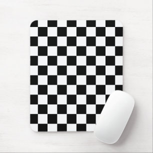 Karierte Quadrate schwarz-weiß geometrisch retro Mousepad