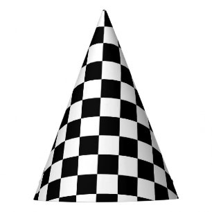 Karierte Quadrate schwarz-weiß geometrisch retro Partyhütchen