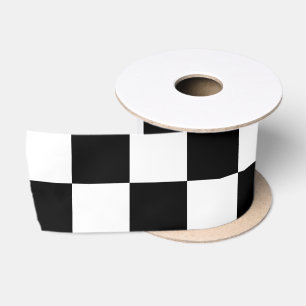 Karierte Quadrate schwarz-weiß geometrisch retro Satinband