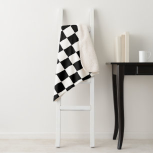Karierte Quadrate schwarz-weiß geometrisch Retro Sherpadecke