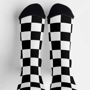 Karierte Quadrate schwarz-weiß geometrisch Retro Socken