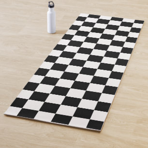 Karierte Quadrate schwarz-weiß geometrisch Retro Yogamatte