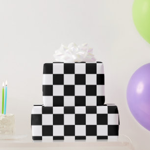 Karierte Quadrate Schwarze und Weiße geometrische Geschenkpapier