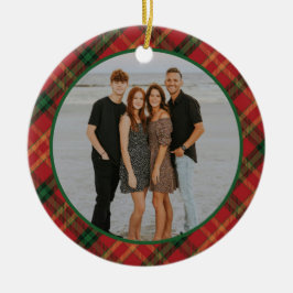 Karierte Rahmen Familie Foto Personalisiert Weihna Keramik Ornament