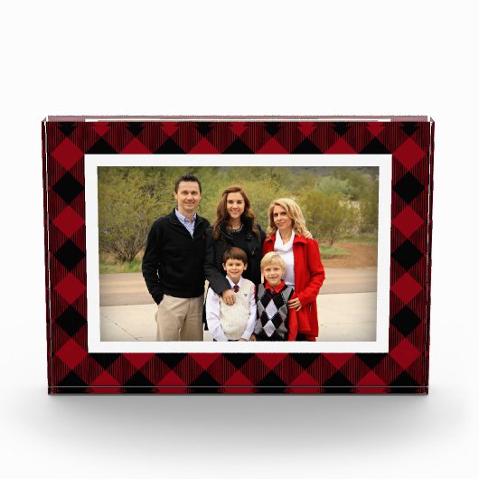 Karierte Rahmen in Rot und Schwarz Buffalo Fotoblock (Vorderseite)
