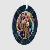 Karierte Rahmenfamilie Foto personalisiert Weihnac Ornament (Vorderseite)