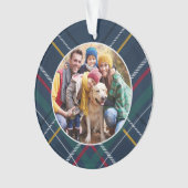 Karierte Rahmenfamilie Foto personalisiert Weihnac Ornament (Vorderseite)