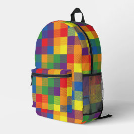 Karierte Rainbow-Checkerboard-Farben Bedruckter Rucksack