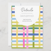 Karierte Rainbow-Schachbrett-Babydusche Einladung (Rückseite)