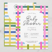 Karierte Rainbow-Schachbrett-Babydusche Einladung (Vorne/Hinten)