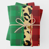 Karierte Red & Green Leopard Weihnachtsdruckerei Geschenkpapier Set (Beispiel)