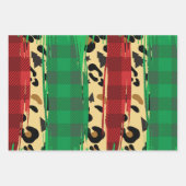 Karierte Red & Green Leopard Weihnachtsdruckerei Geschenkpapier Set (Vorderseite)