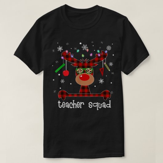 Karierte Reindeer-Teacher-Squad mit Sonnenbrille X T-Shirt (Design vorne)