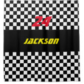 Karierte Rennen-Schwarzweiss-Fans Duschvorhang (Vorderseite)