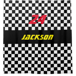 Karierte Rennen-Schwarzweiss-Fans Duschvorhang