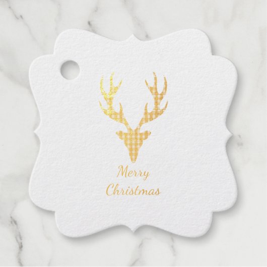 Karierte Rentier Gold Footing Weihnachtsgeschenk T Geschenkanhänger (Vorderseite)