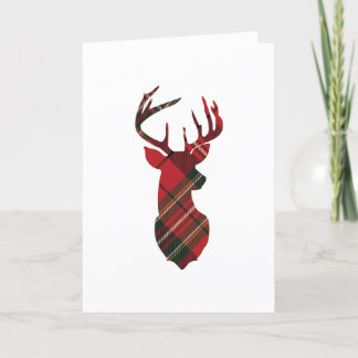 Karierte Rentier Head Holiday Card Feiertagskarte